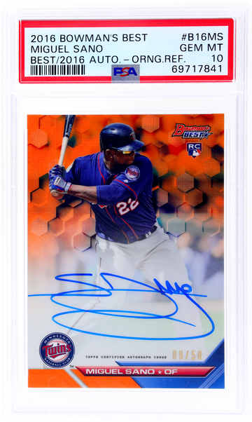 2016 Bowman's Best Miguel Sano #B16MS /50 PSA 10 RC Auto Orng. Refractor