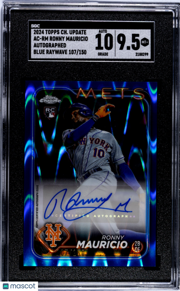 2024 Topps Chrome Update Ronny Mauricio #AC-RM Autograph Blue Raywave Refractor SGC 9.5 Auto 10