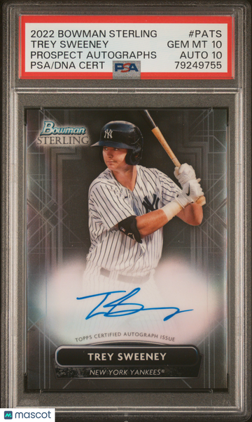 2022 Bowman Sterling Prospect Autographs Trey Sweeney #PATS PSA 10 Auto 10