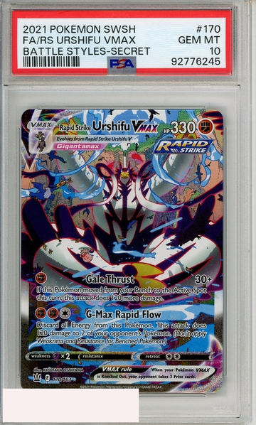 2021 POKEMON SWORD SHIELD BATTLE STYLES FA RS URSHIFU VMAX #170 SECRET PSA 10