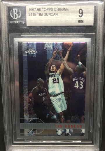 1997-98 Topps Chrome Tim Duncan BGS 9 w/ 9.5 Centering RC Rookie