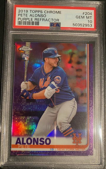 2019 Topps Chrome Pete Alonso Purple Refractor Rookie /299 #204 PSA 10