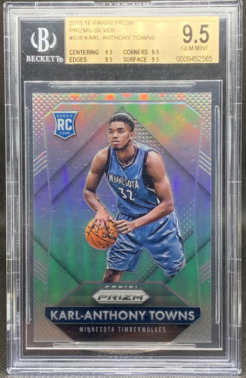 2015-16 Prizm Karl-Anthony Towns #328 Rc Silver Prizms BGS 9.5