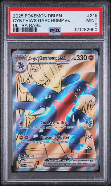 2025 Pokemon TCG #215/182 Cynthia's Garchomp EX Ultra Rare PSA 9