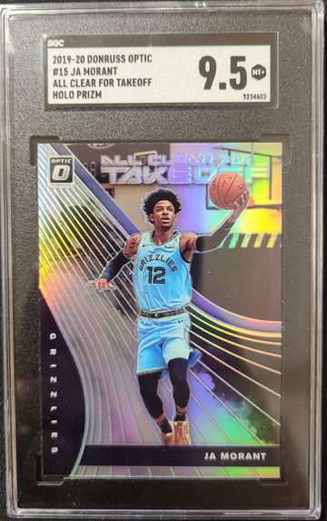 Ja Morant 2019 Donruss Optic All Clear for Takeoff Holo Rookie Card SGC 9.5 MINT