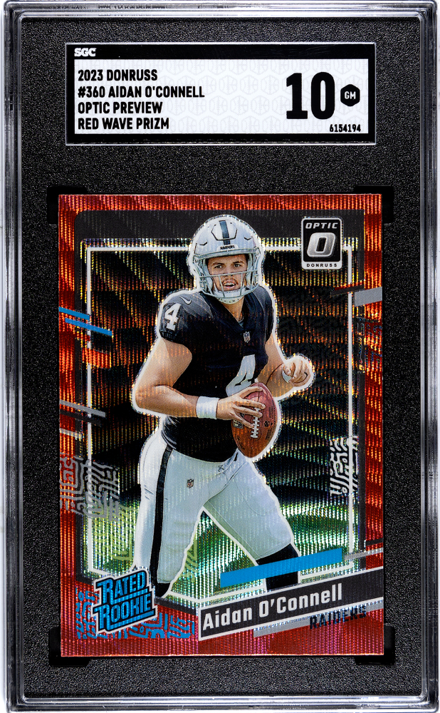 Aidan O'Connell 2023 Donruss Optic Preview Red Wave Prizm RC SGC10 GEM MT