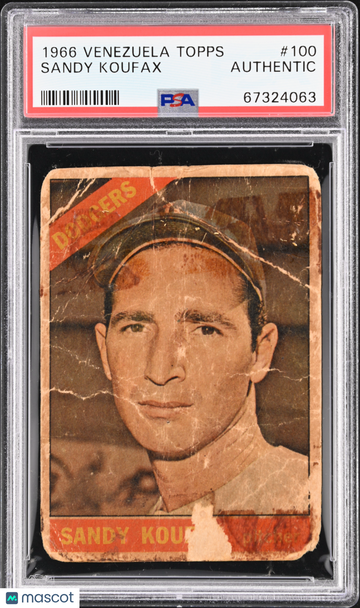 1966 Venezuela Topps Baseball Sandy Koufax #100 PSA A