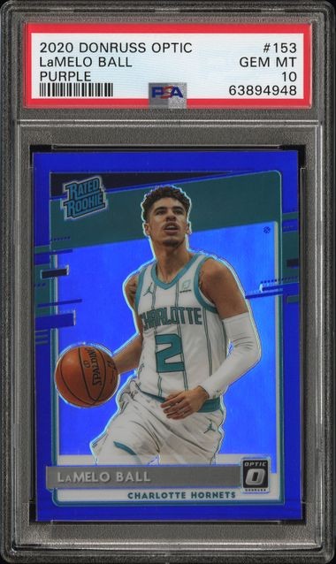 2020-21 Donruss Optic LAMELO BALL Purple Holo Rated Rookie RC- PSA 10 GEM MINT