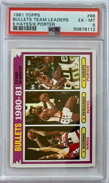 1981 Topps Basketball #66 Bullets Team Leaders Graded PSA 6 - E. Hayes K. Porter