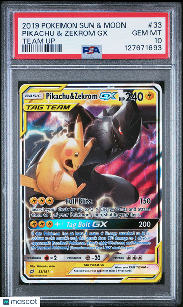 Team Up Pikachu & Zekrom GX Foil PSA 10 #33