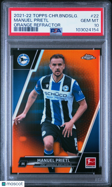 2021 Topps Chrome Bundesliga Manuel Prietl #22 Orange Refractor PSA 10