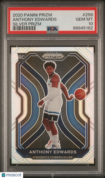 PSA 10 2020 Panini Prizm Anthony Edwards Silver Prizm Rookie #258