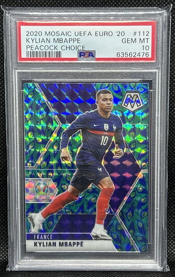 2021 Panini Mosaic Euro Kylian Mbappe Peacock Prizm 112 France PSA 10 SSP