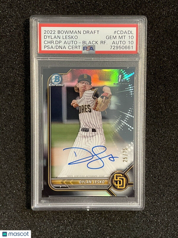 2022 Bowman Chrome 1st Dylan Lesko #CDA-DL Black Refractor Auto #25/75 PSA 10