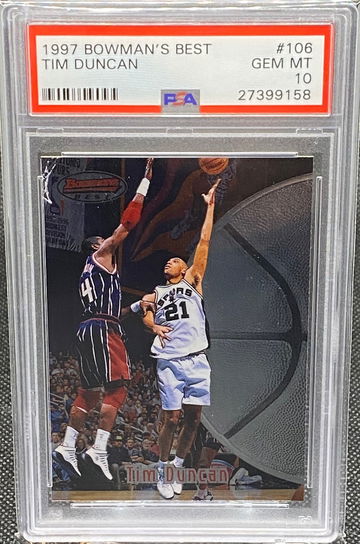 1997 Bowman’s Best Tim Duncan Rookie PSA 10 #106