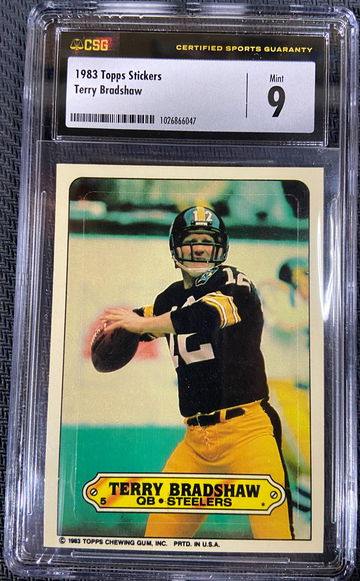 1983 Topps Stickers Terry Bradshaw CSG 9 MINT HOF