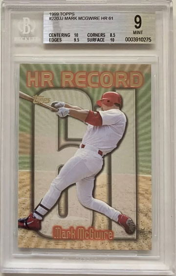 1999 Topps Mark McGwire HR Record 61 #220JJ BGS 9 MINT