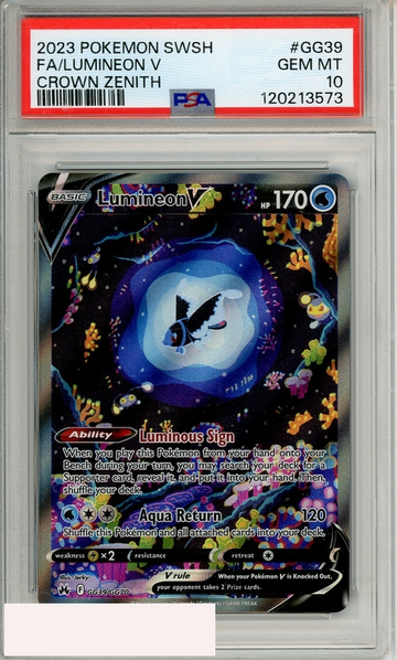 2023 POKEMON SWSH CROWN ZENITH FA LUMINEON V #GG39 PSA 10 GEM MT
