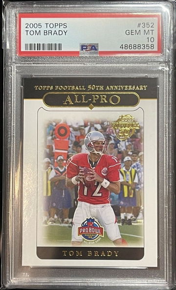 2005 Topps Tom Brady Patriots #352 Postseason Highlights PSA 10 50th Anniversary
