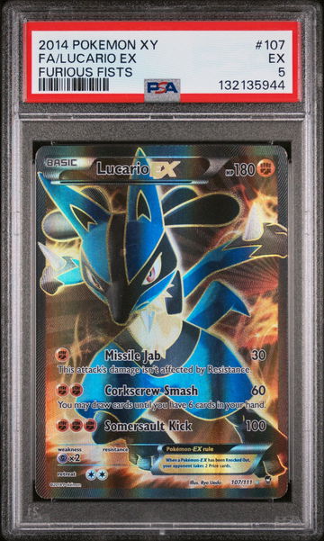 2014 Pokemon XY Furious Fists Ultra Rare Lucario Ex #107 PSA 5