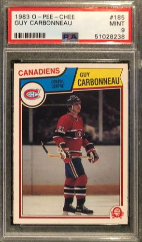 1983 O-PEE-CHEE #185 GUY CARBONNEAU ROOKIE CARD PSA 9 MINT *SHIPS FROM CANADA*