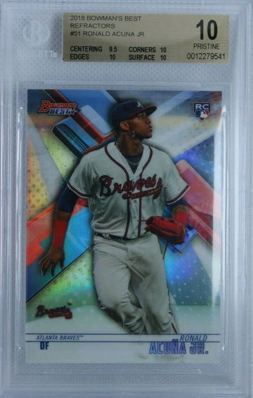 2018 Bowman's Best Ronald Acuna Jr Refractor ROOKIE Card #51 RC BGS 10 Pristine