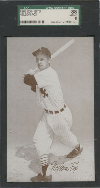 1963 Stat Back Exhibits Nellie Fox Chicago White Sox SGC 88 NM/MT 8 HOF