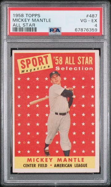 1958 Topps All Star Mickey Mantle #487 PSA 4