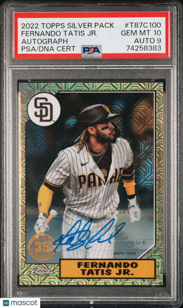 2022 Topps Silver Pack 1987 Chrome Promo Fernando Tatis JR. #T87C100 Autograph PSA 10 Auto 9