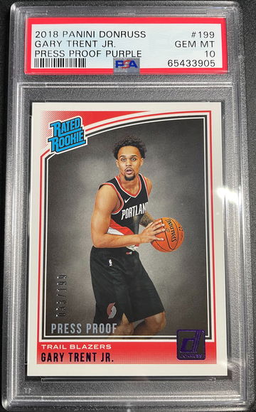 2018-19 Donruss Press Proof Gary Trent Jr Purple - Jersey # 33/199! RC - PSA 10