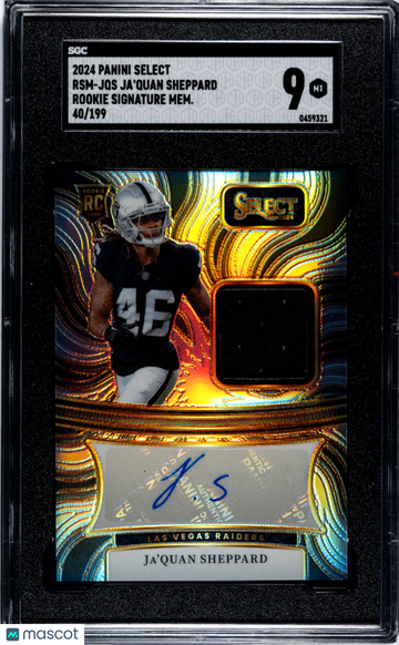 2024 Panini Select Ja'quan Sheppard #RSM-JQS Rookie SIG. Mem. SGC 9