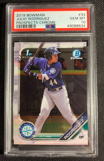 2019 Bowman Chrome Rookie RC Base #33 Julio Rodriguez | Seattle Mariners PSA 10 Gem Mint