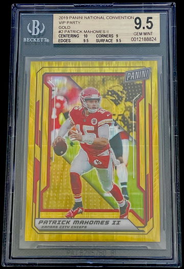 Patrick Mahomes  2019 Panini National Convention VIP Party Gold Prizm #/10 BGS 9.5