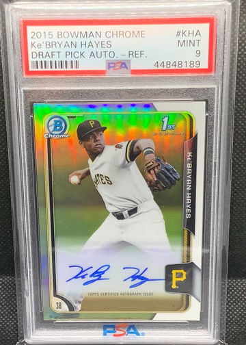2015 Bowman Chrome Draft Ke'Bryan Hayes Draft Pick Auto Refractor PSA 9