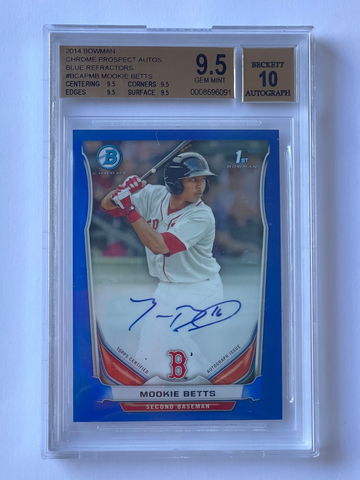 Mookie Betts 2014 Bowman Chrome Auto Blue Refractor #/150 BGS 9.5/10 True Gem
