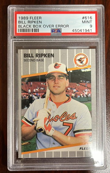 1989 Fleer Billy Ripken Black Box Over Error PSA 9
