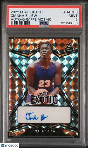 2022 Leaf Exotic Autographs Omaha Biliew #BAOB3 Auto-Giraffe Mosaic PSA 9