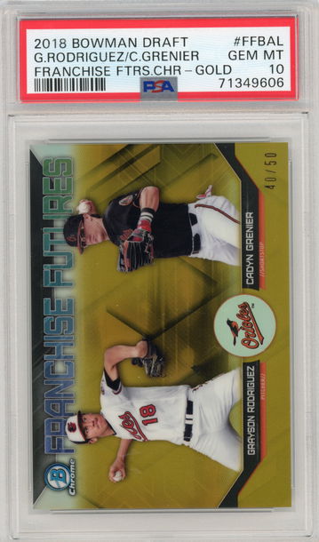 2018 Bowman Draft Chrome Grayson Rodriguez Gold Refractor #'d 40/50 PSA 10 GEM MINT