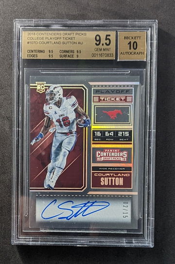 2018 Playoff Contenders Draft Auto /15 Courtland Sutton BGS 9.5/10