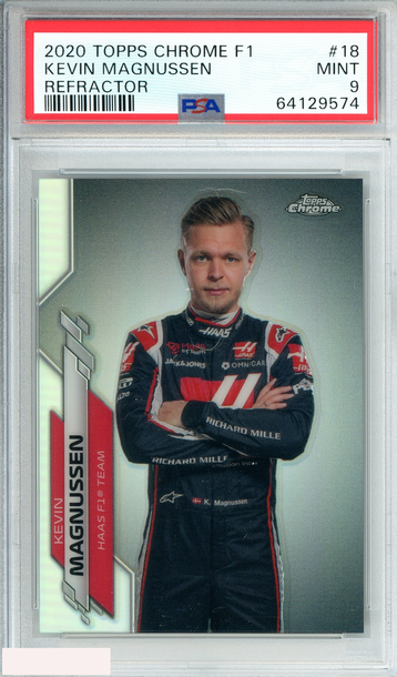 2020 TOPPS CHROME F1 KEVIN MAGNUSSEN #18 REFRACTOR HAAS F1 TEAM PSA 9 MINT