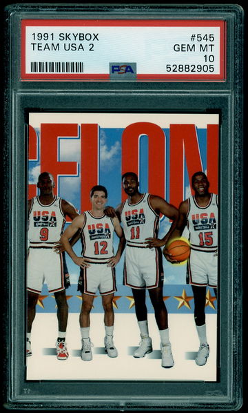 1991-92 Skybox Dream Team USA Basketball 2 #545 PSA 10 Magic Johnson Michael Jordan John Stockton Karl Malone