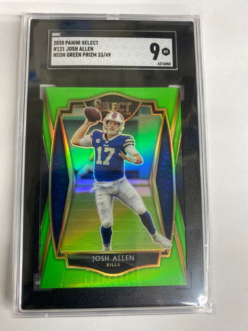 2020 Panini Select #121 Josh Allen Neon Green Prizm serial number 33/49 