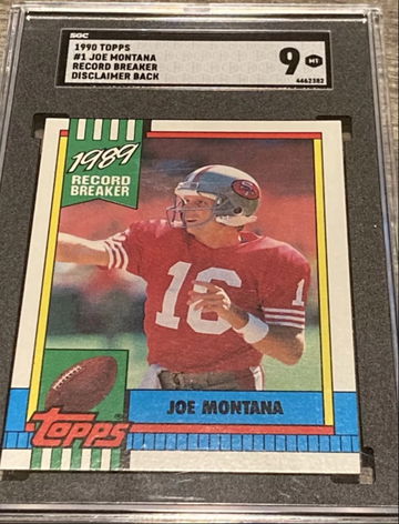 1990 JOE MONTANA TOPPS RECORD BREAKER #1 SAN FRANCISCO 49ers HOF SGC 9 MT