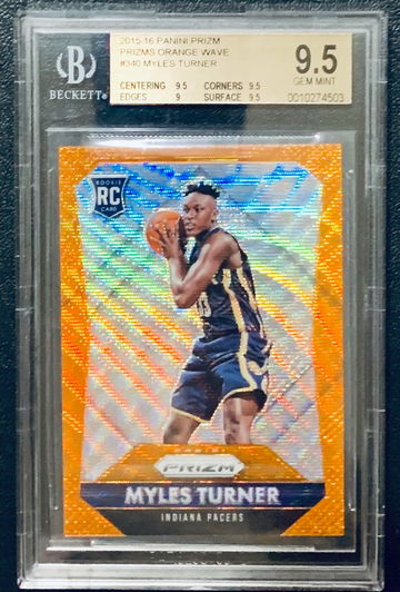 2015-16 Prizm Myles Turner Orange Wave RC BGS 9.5