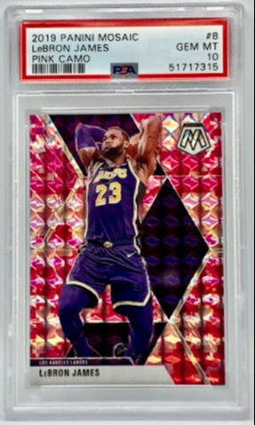 GEM MINT 10 2019 Panini Mosaic 8 Lebron James Pink Camo
