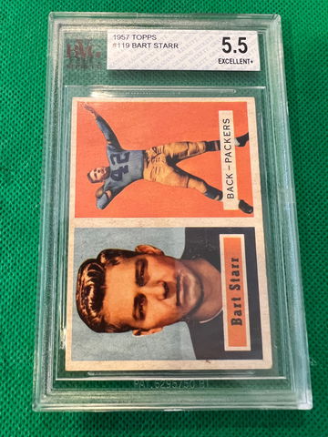1957 topps Bart Starr rc subs on back!! Bvg 5.5 #119