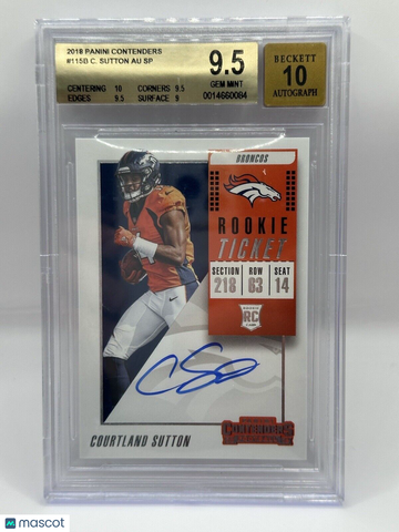 2018 Panini Contenders Courtland SUtton Rookie Ticket Auto SP #115B BGS 9.5