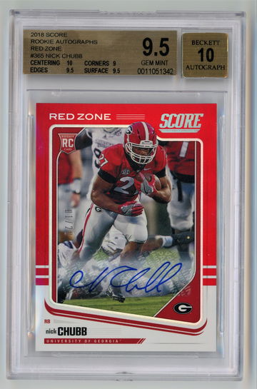 2018 Score Rookie Autographs Red Zone /20 Nick Chubb BGS 9.5 w 10 Auto Pop 1!!!