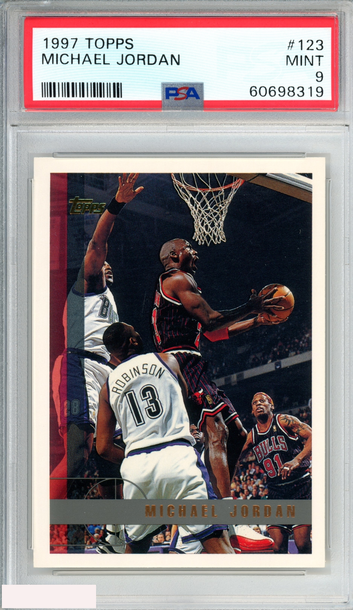 1997 TOPPS MICHAEL JORDAN #123 CHICAGO BULLS HOF PSA 9 MINT