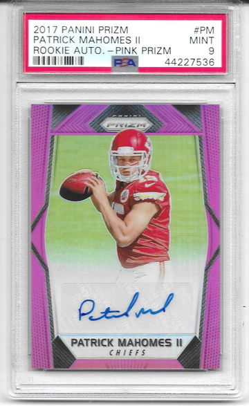 Pat Mahomes RC PINK PRIZM AUTO SP PSA 9 MINT POP 4